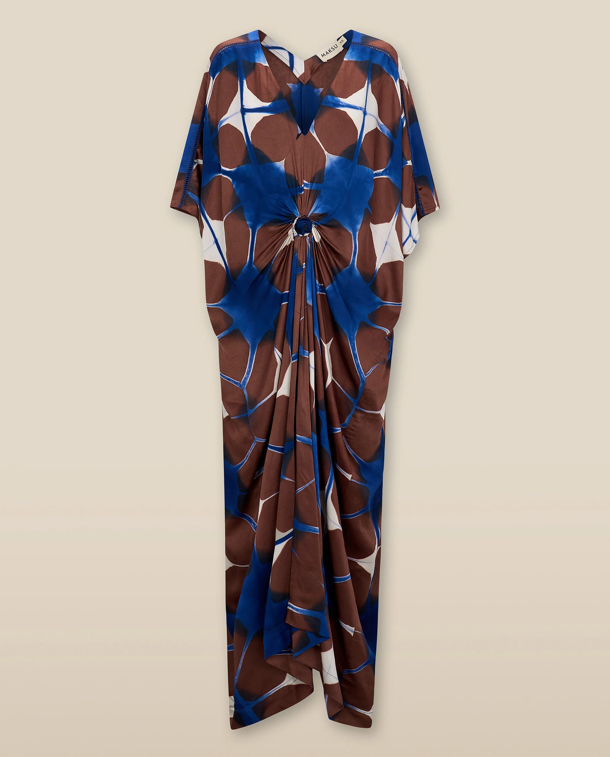 BRUNA | Blue & Burgundy Gathered Detail Tunic