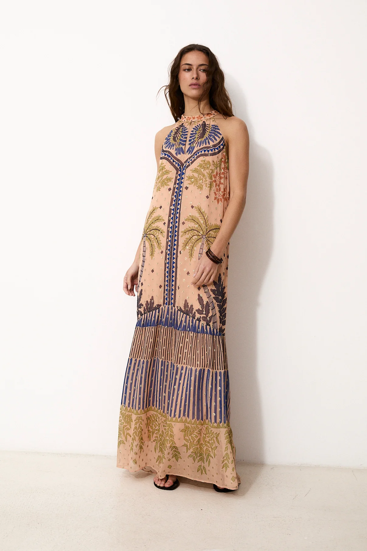 CHELSEA | Hand-Embroidered Halter Midi Dress