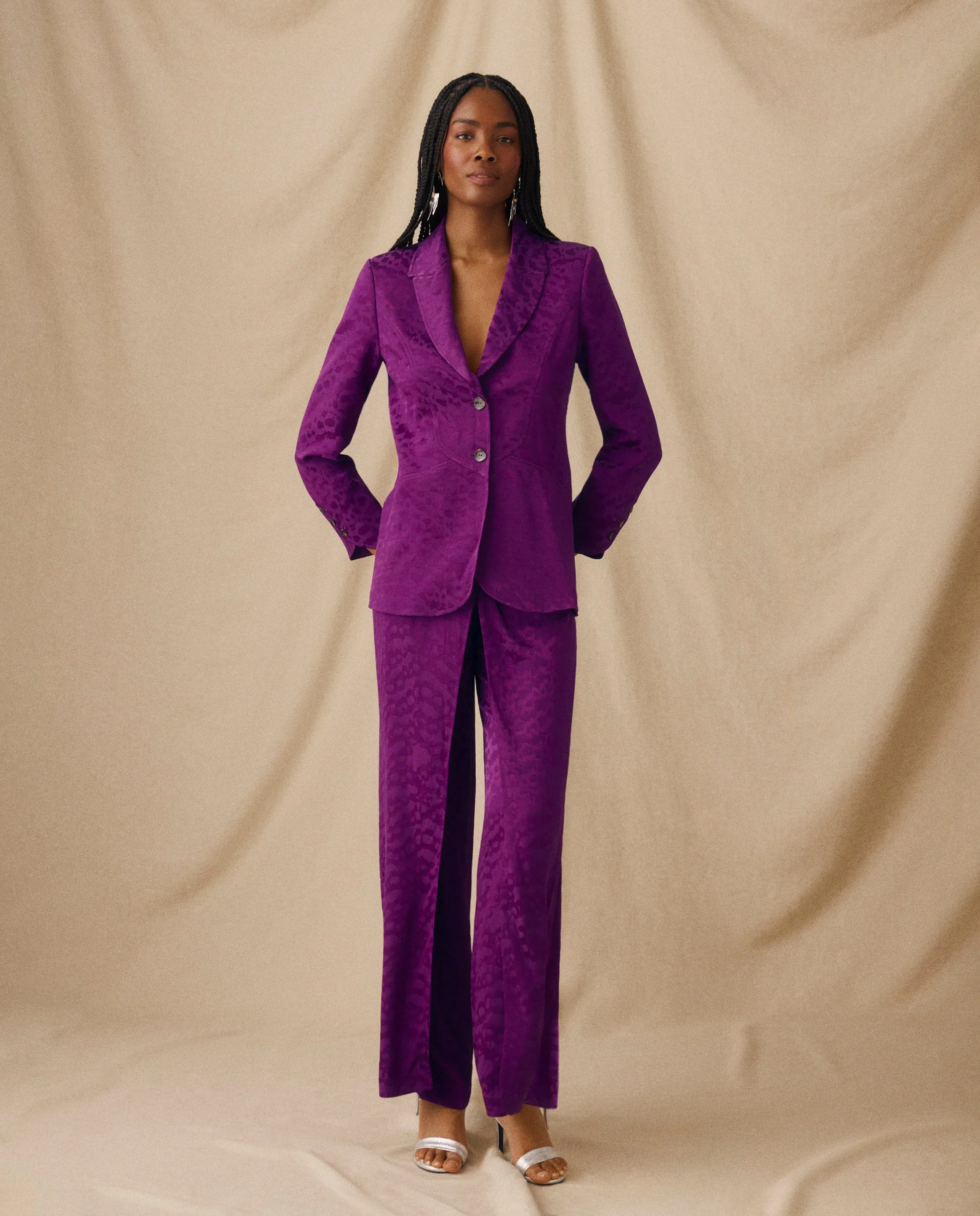 CICELEY | Magenta Jacquard Fitted Blazer - Image 11