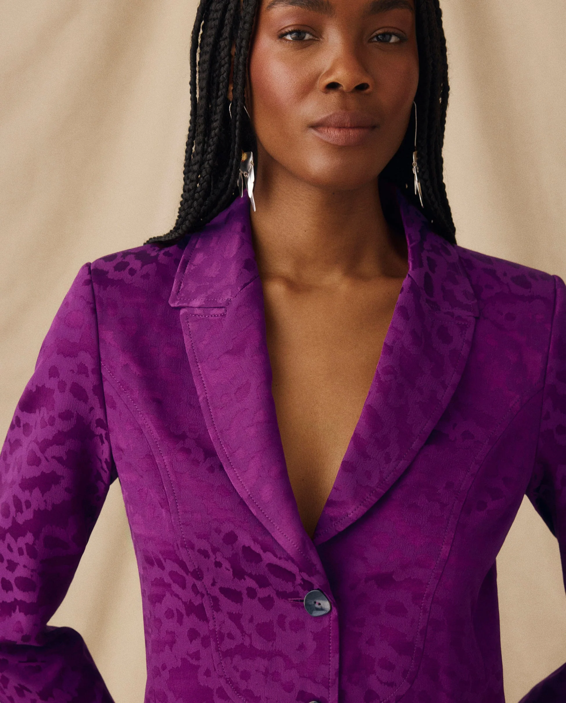 CICELEY | Magenta Jacquard Fitted Blazer - Image 13
