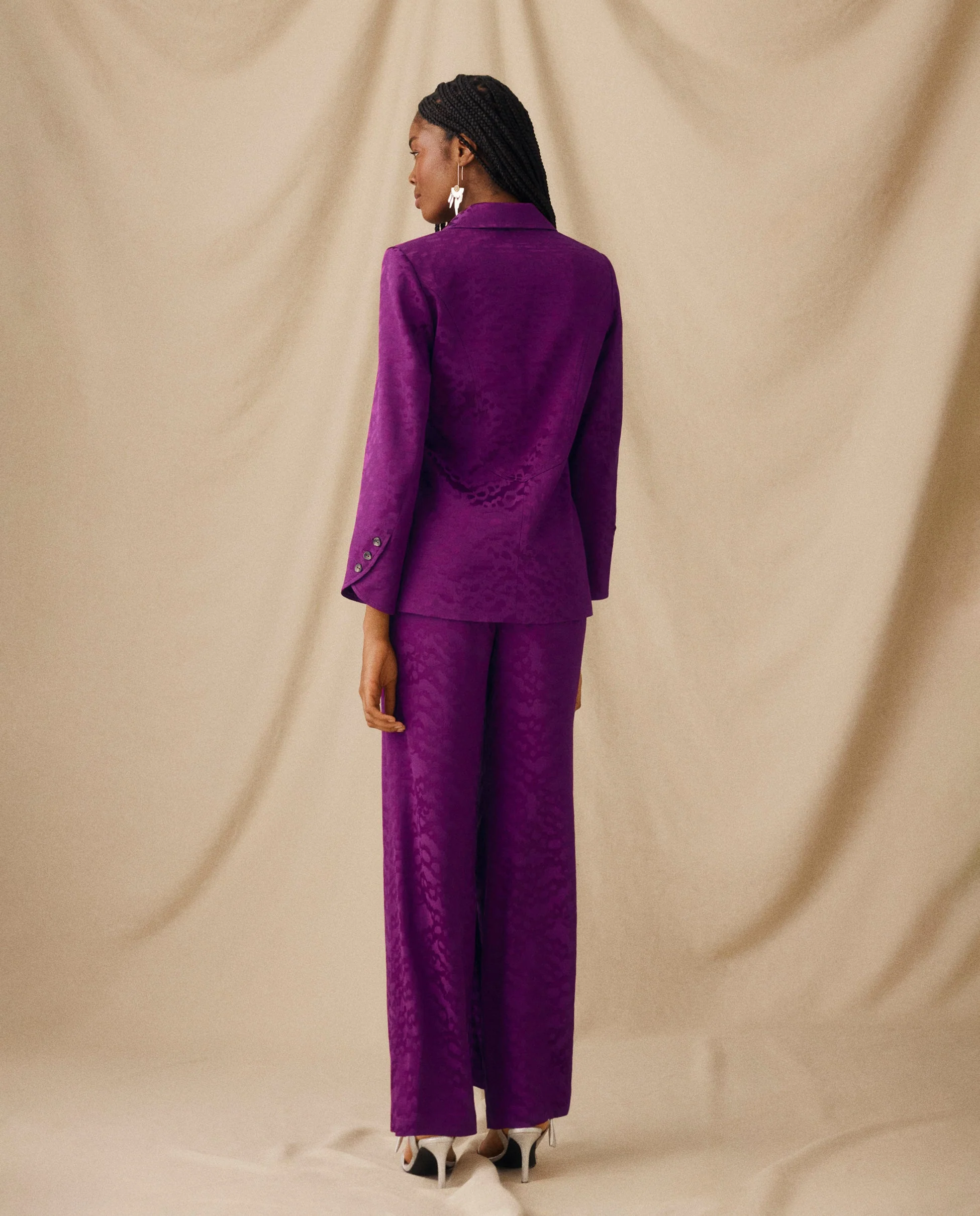 CICELEY | Magenta Jacquard Fitted Blazer - Image 15
