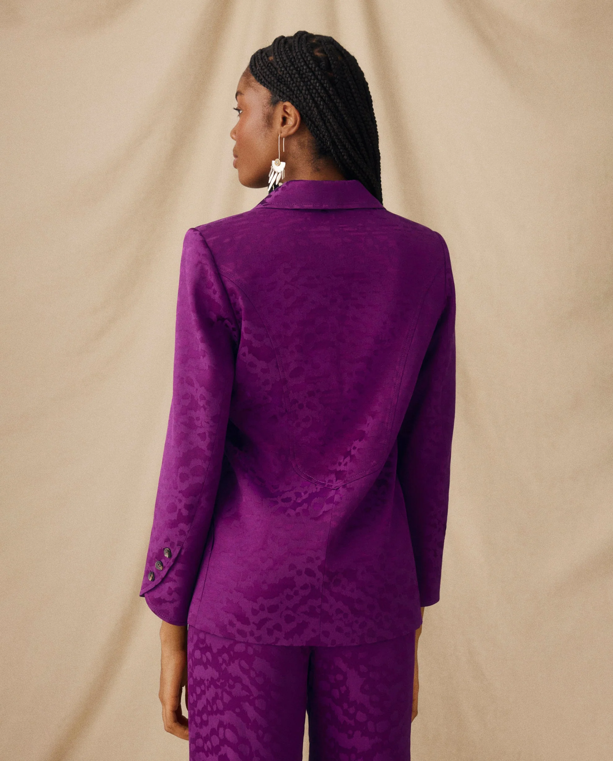 CICELEY | Magenta Jacquard Fitted Blazer - Image 9