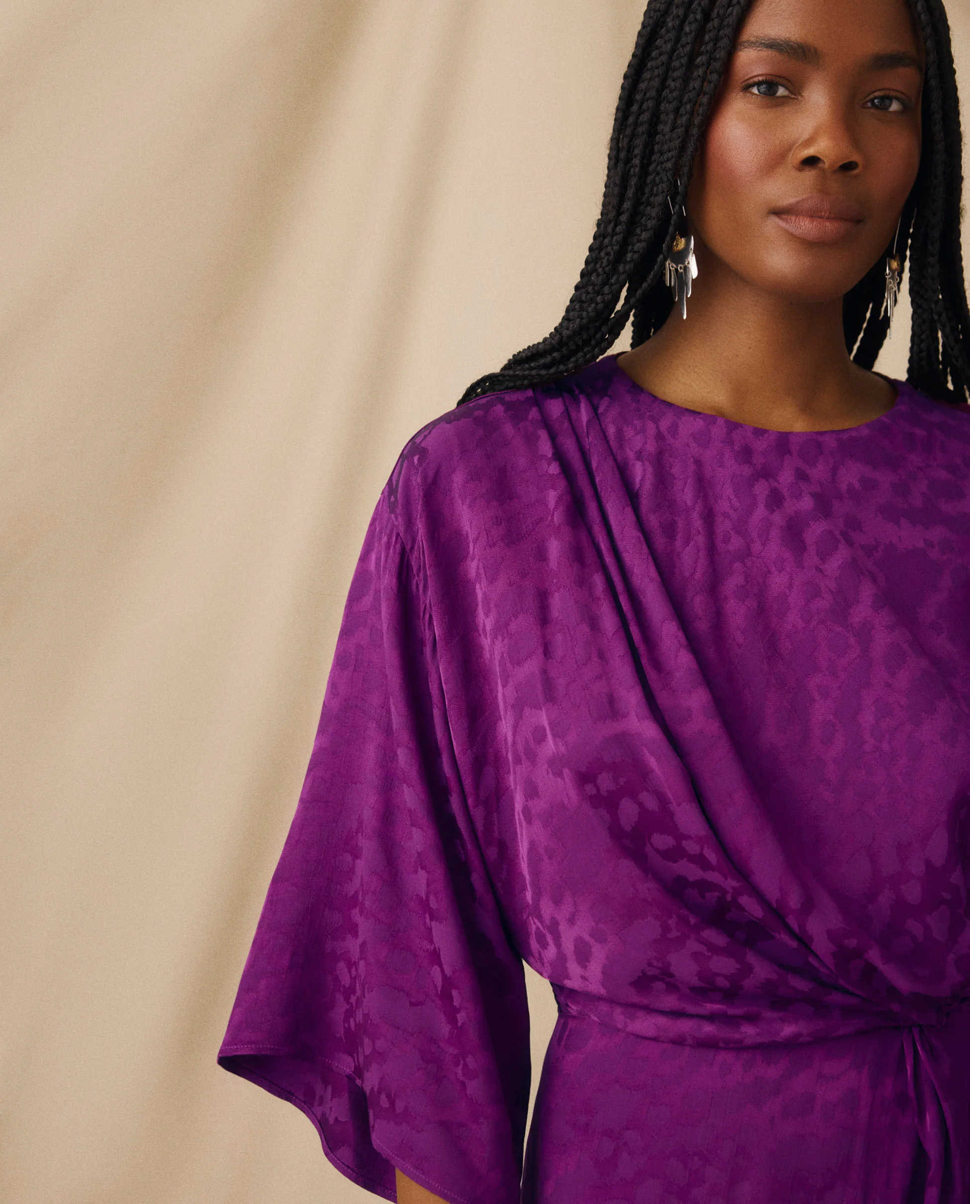CICELEY | Magenta Jacquard Maxi Dress - Image 3