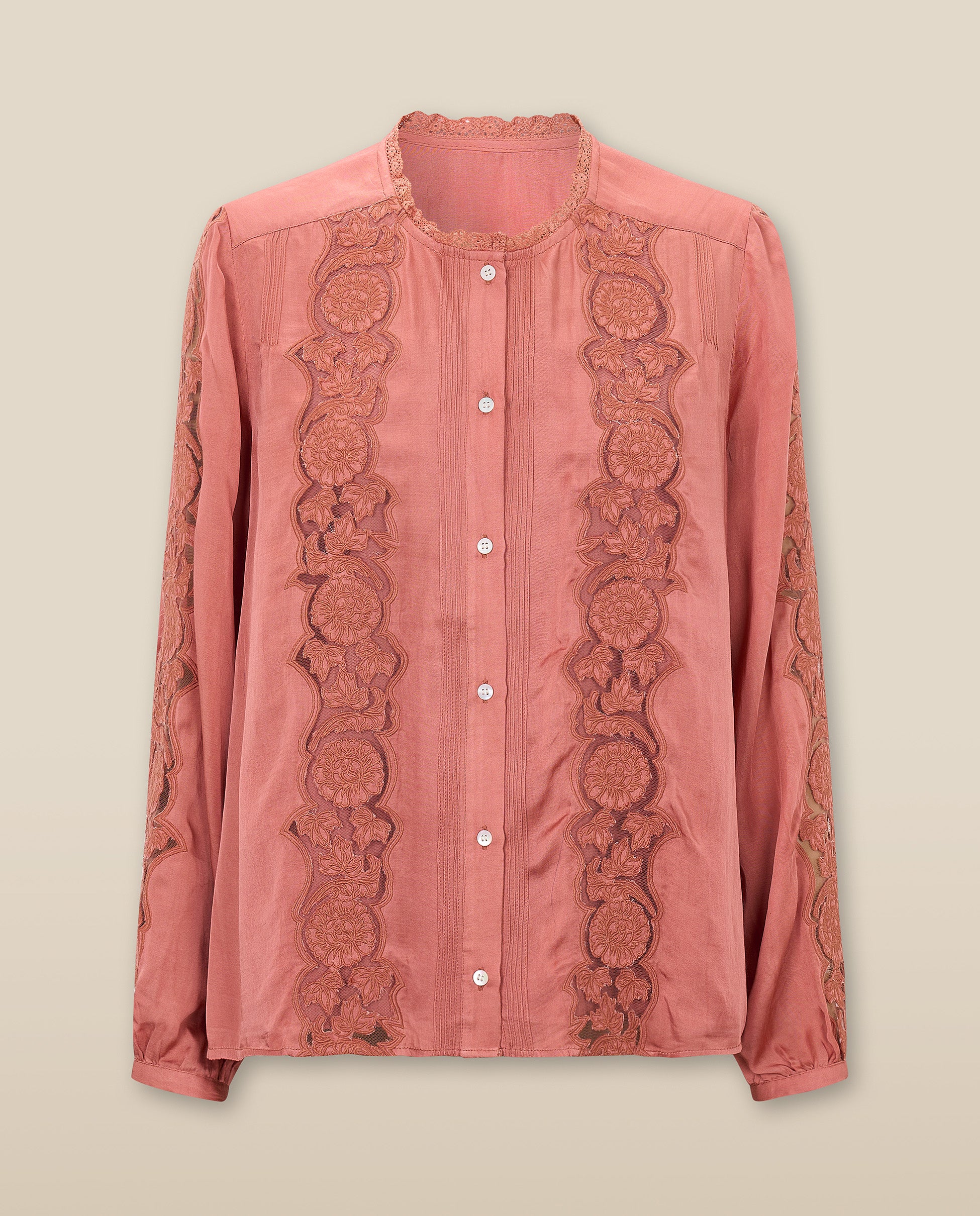 PAMPITA | Peach Pink Embroidered Blouse