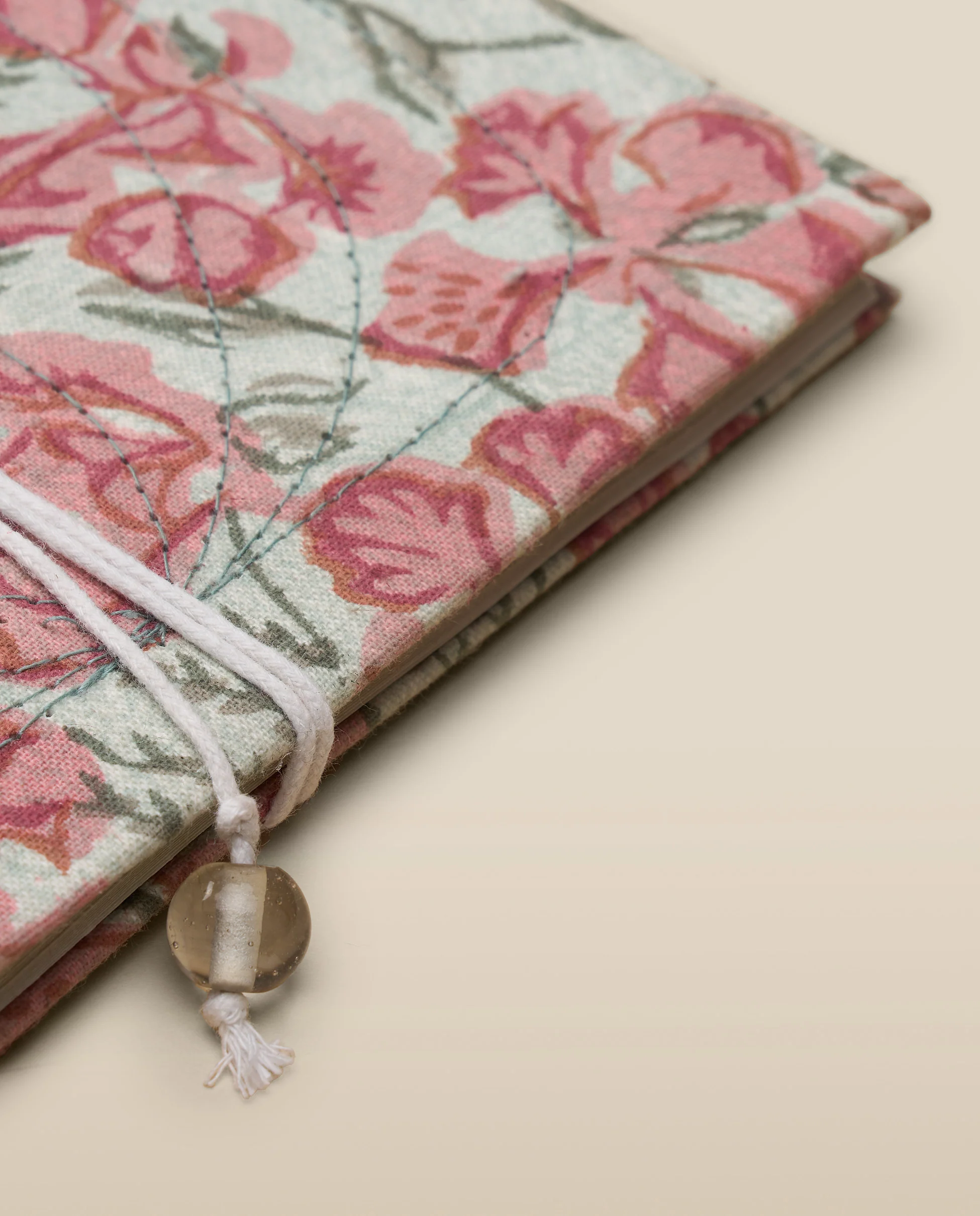 Pink Floral Print Softbound Notebook with Tie Closure - Image 3